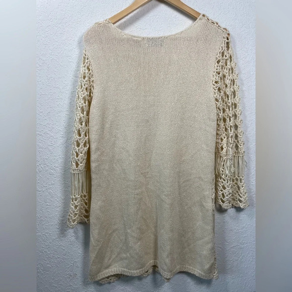 Le Moda Ivory Crochet Knit Sweater- Size Medium - Picture 3 of 12